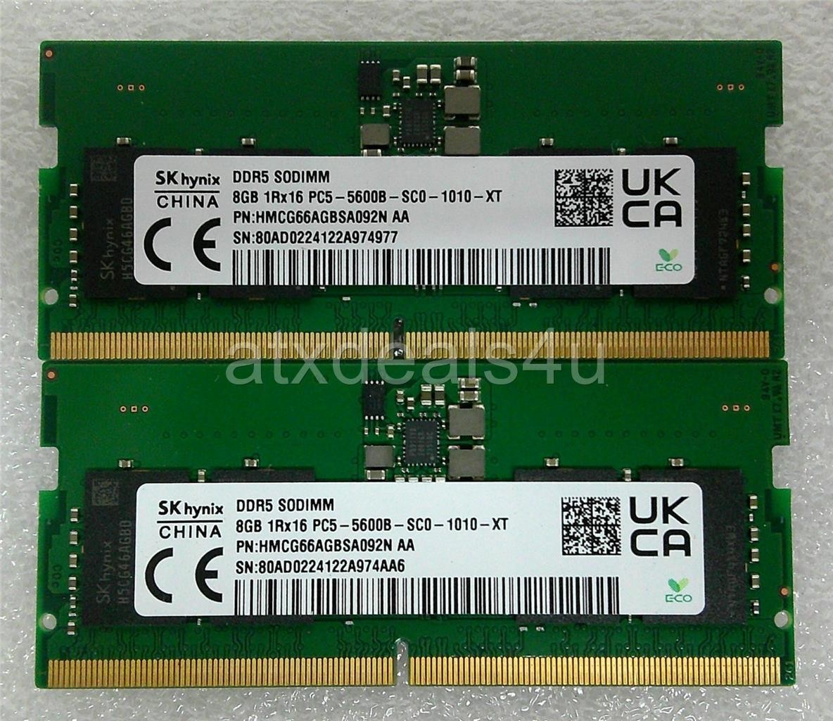 SK Hynix 16GB (8GBx2) 8GB 1Rx16 PC5-5600B HMCG66AGBSA092N DDR5 SODIMM RAM Memory