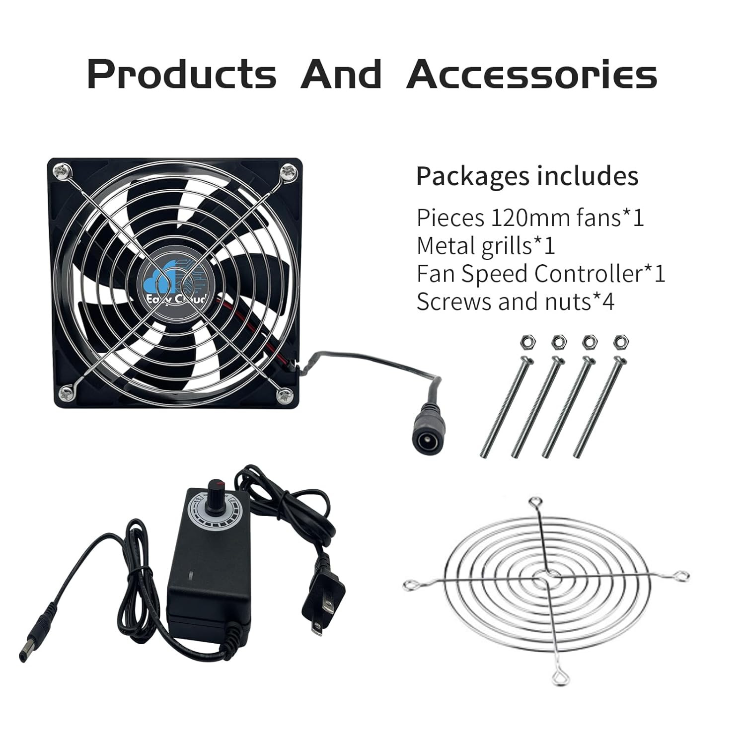 Axial Muffin Fan 120V 220V 110V with Variable Speed Controller, Computer Fan wit