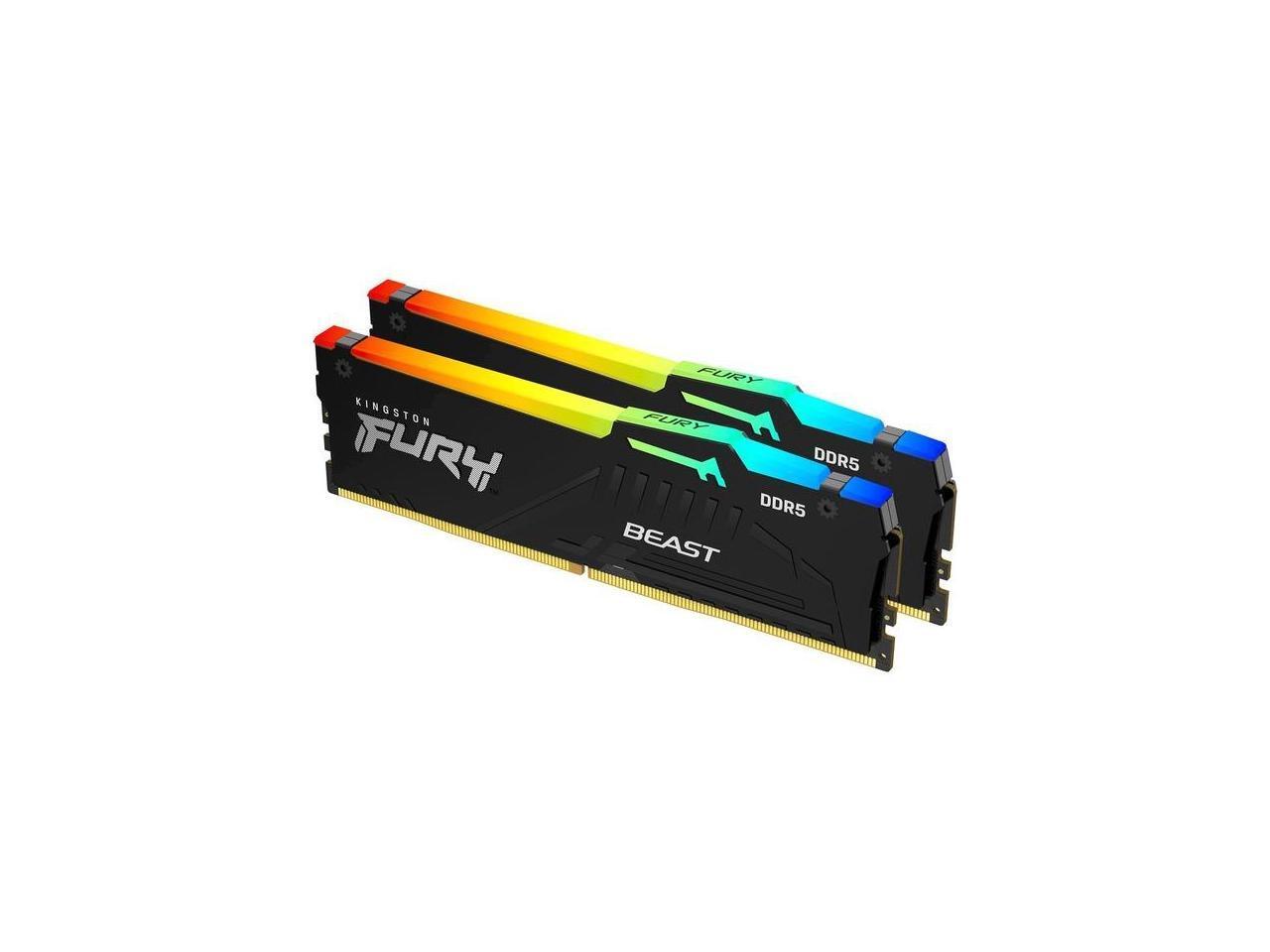 Kingston FURY Beast RGB 64GB (2 x 32GB) 288-Pin PC RAM DDR5 5200 (PC5 41600) Mem