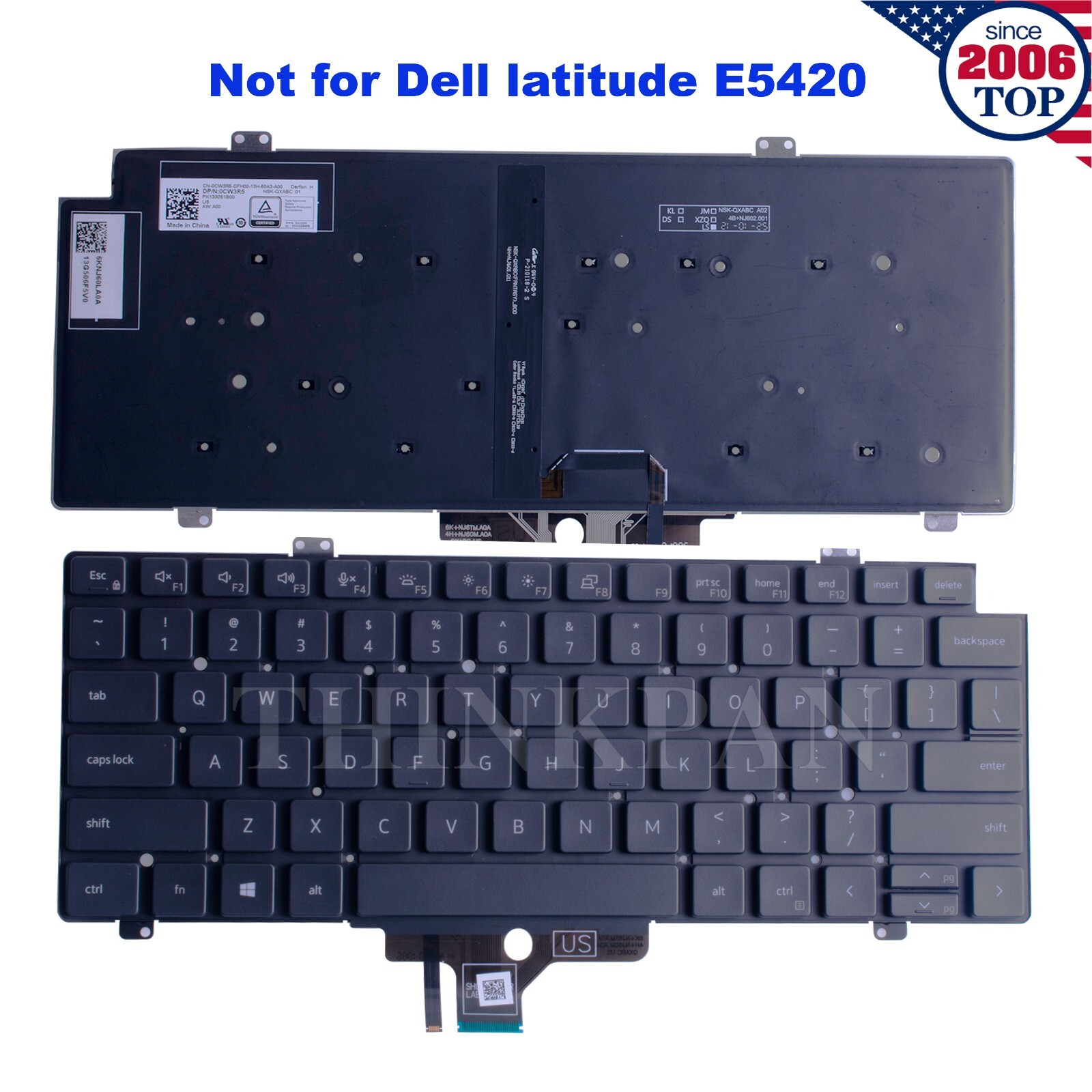 New Genuine US Keyboard Backlit for Dell Latitude 5420 7420 7520 0CW3R5 No E5420