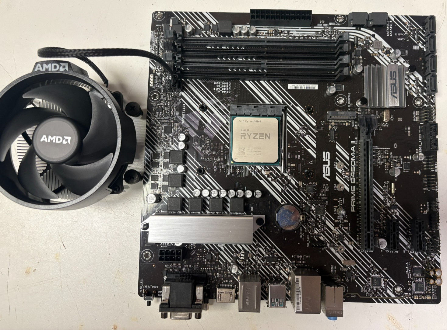 ASUS Prime B450M-A II Motherboard & Ryzen 5 4500 processor & CPU Cooler & bezel