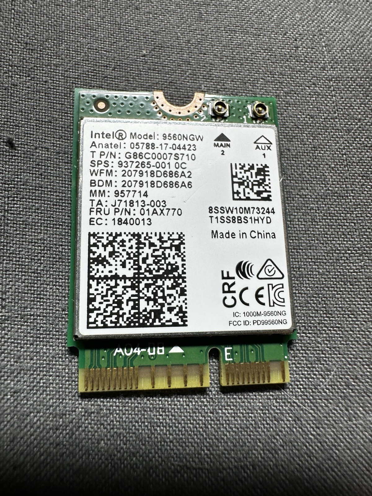 Intel Wireless AC-9560, Model 9560NGW, FRU 01AX768
