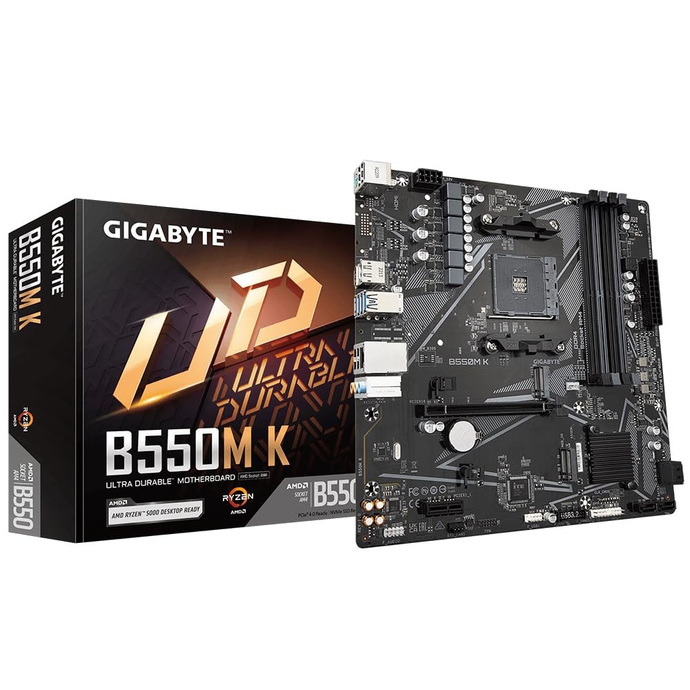 GIGABYTE B550M, AM4 4XDDR4(Max128GB), 4 SATA, 1 M.2, 2XUSB 3.2, 4XUSB 2.0, 1X…