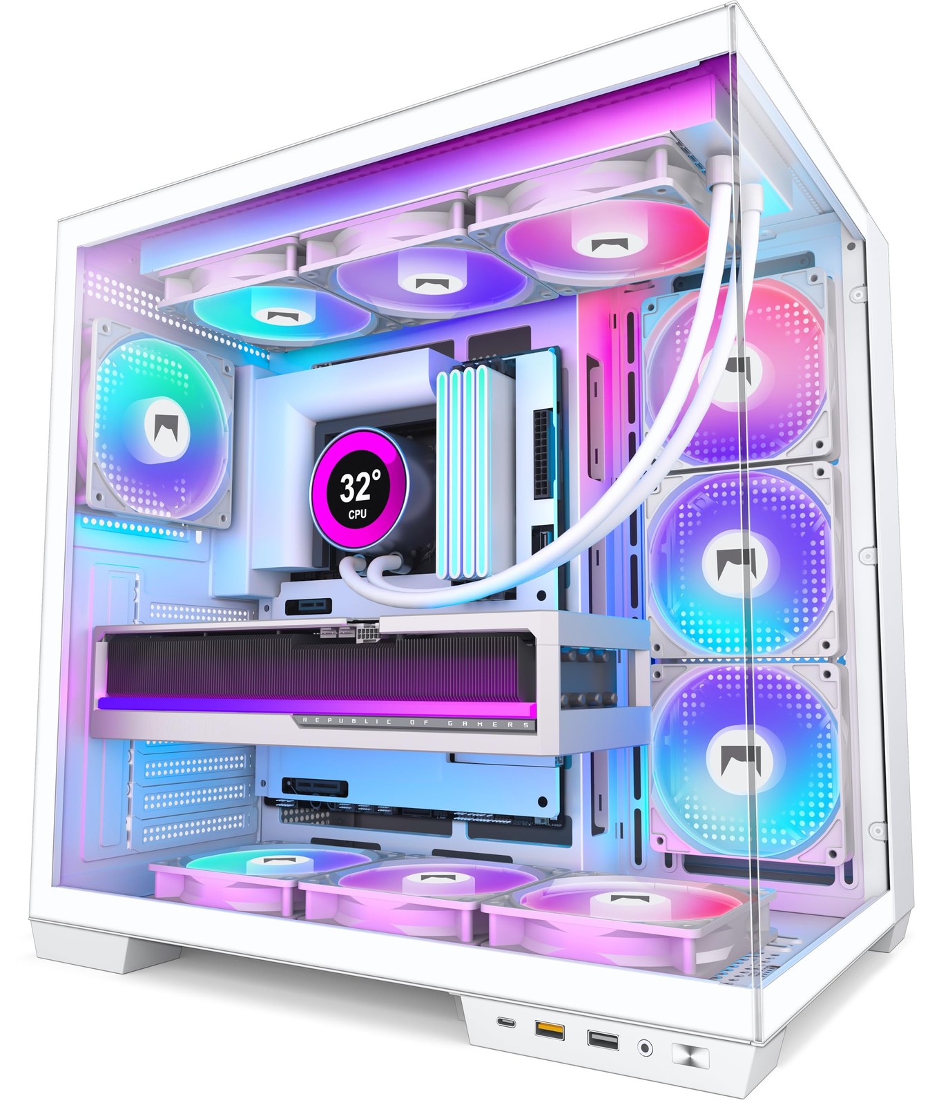 H1 ATX PC Case – Pre-Installed with 7 PWM ARGB Fans – Dual Cavity Mid-Tower PC