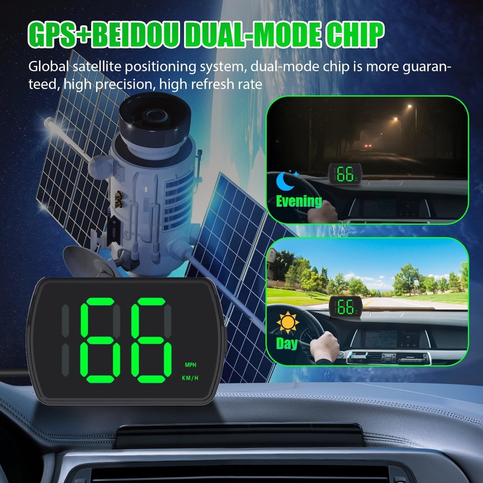 GPS Digital Speedometer for Car, Universal HUD Speed Meter with Large LED Dis…