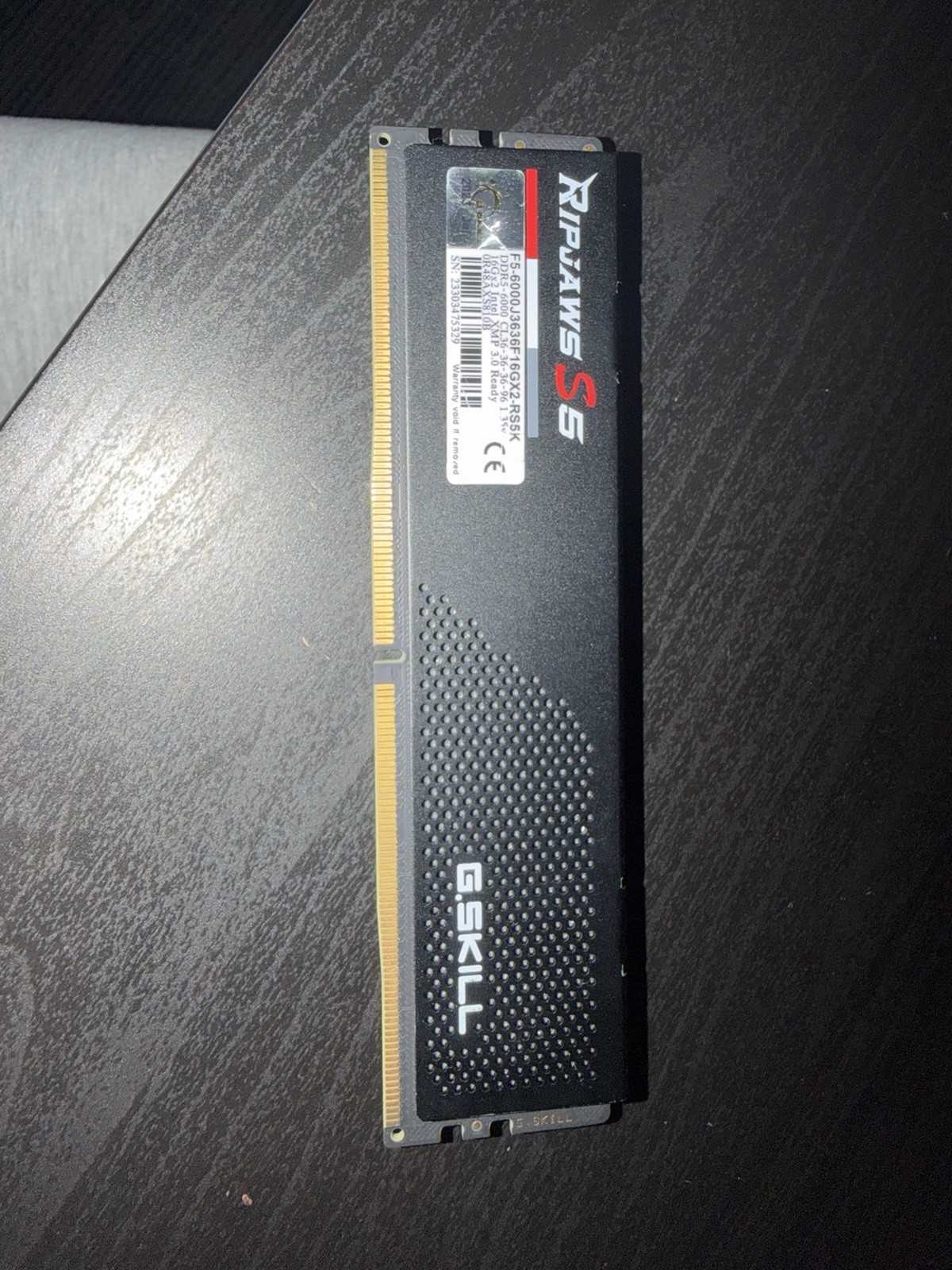G.SKILL Ripjaws S5 DDR5 16GB (1x16GB) 6000 288-Pin DIMM F5-6000J3636F16GX2-RS5K