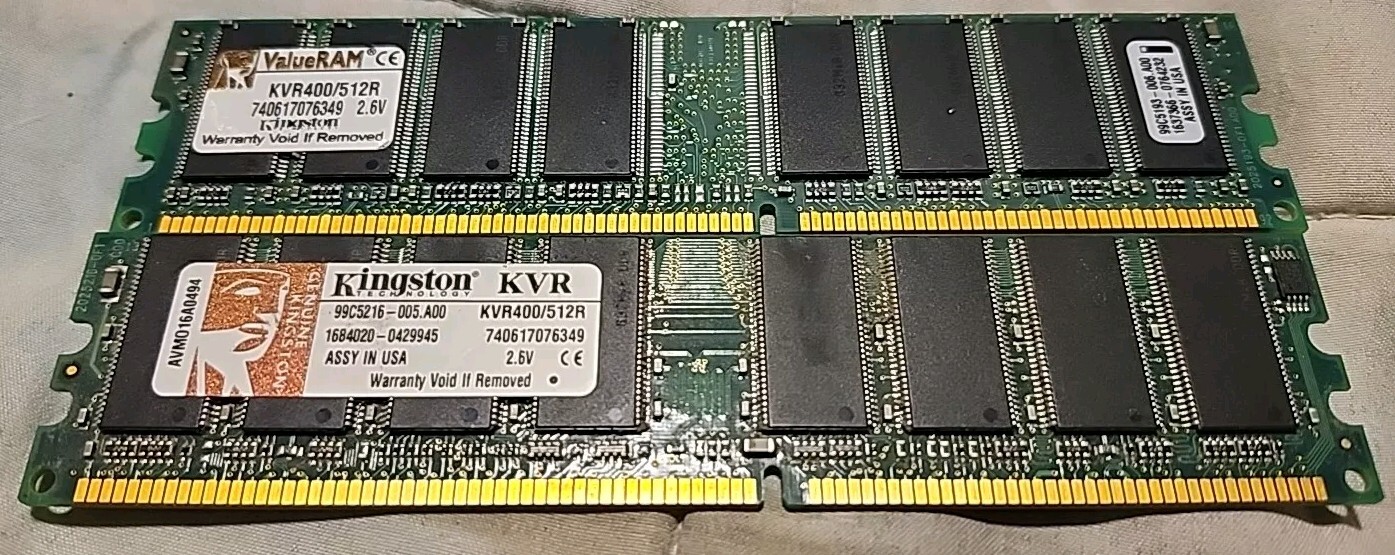 Kingston 512MB KVR400X64C3A/512 Value RAM (Lot of 2)