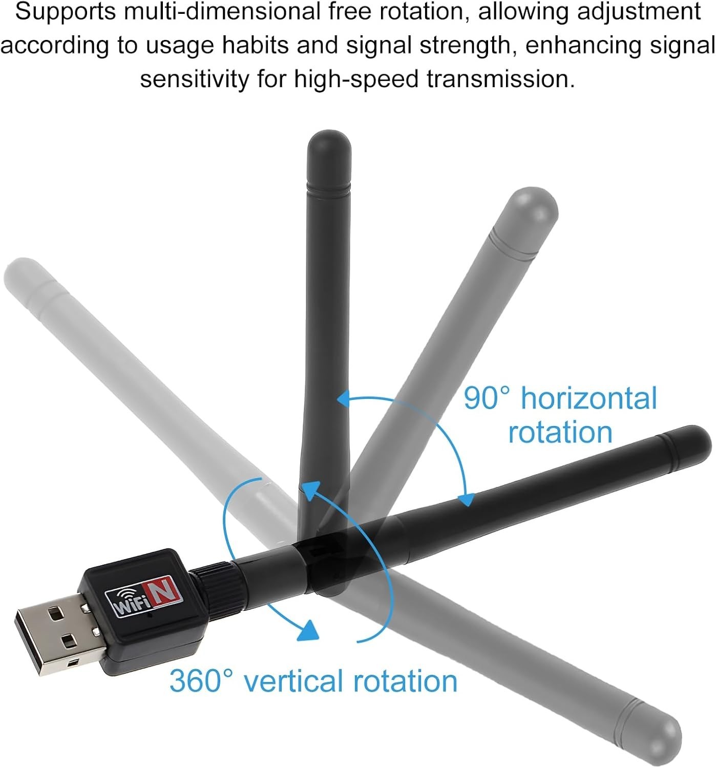 150Mbps Wireless Network Card – Compact USB Adapter with Omnidirectional Antenna