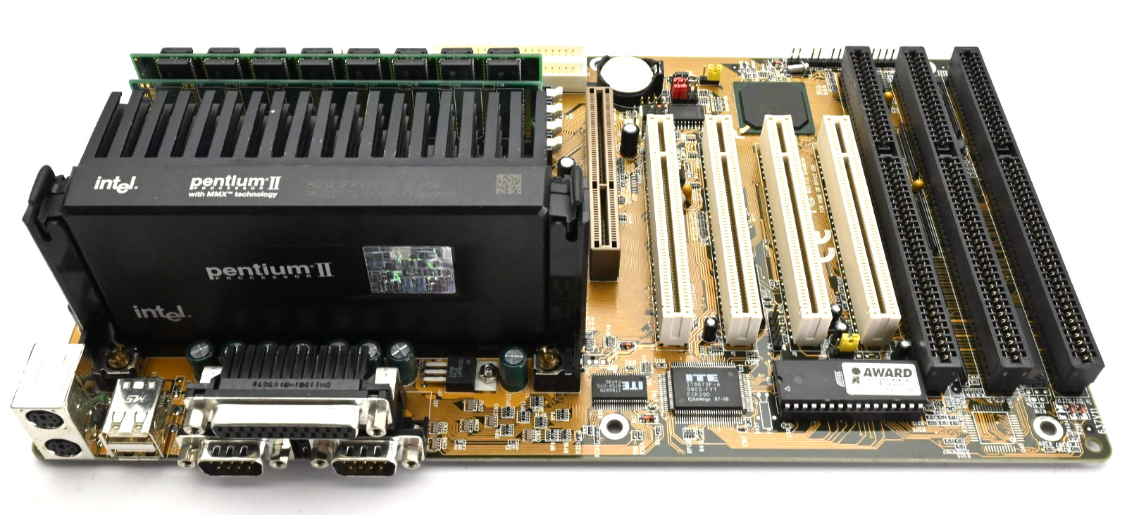 ASUS P2B Slot 1 Motherboard Pentium II 333Mhz SL2KA CPU, RAM, VINTAGE!