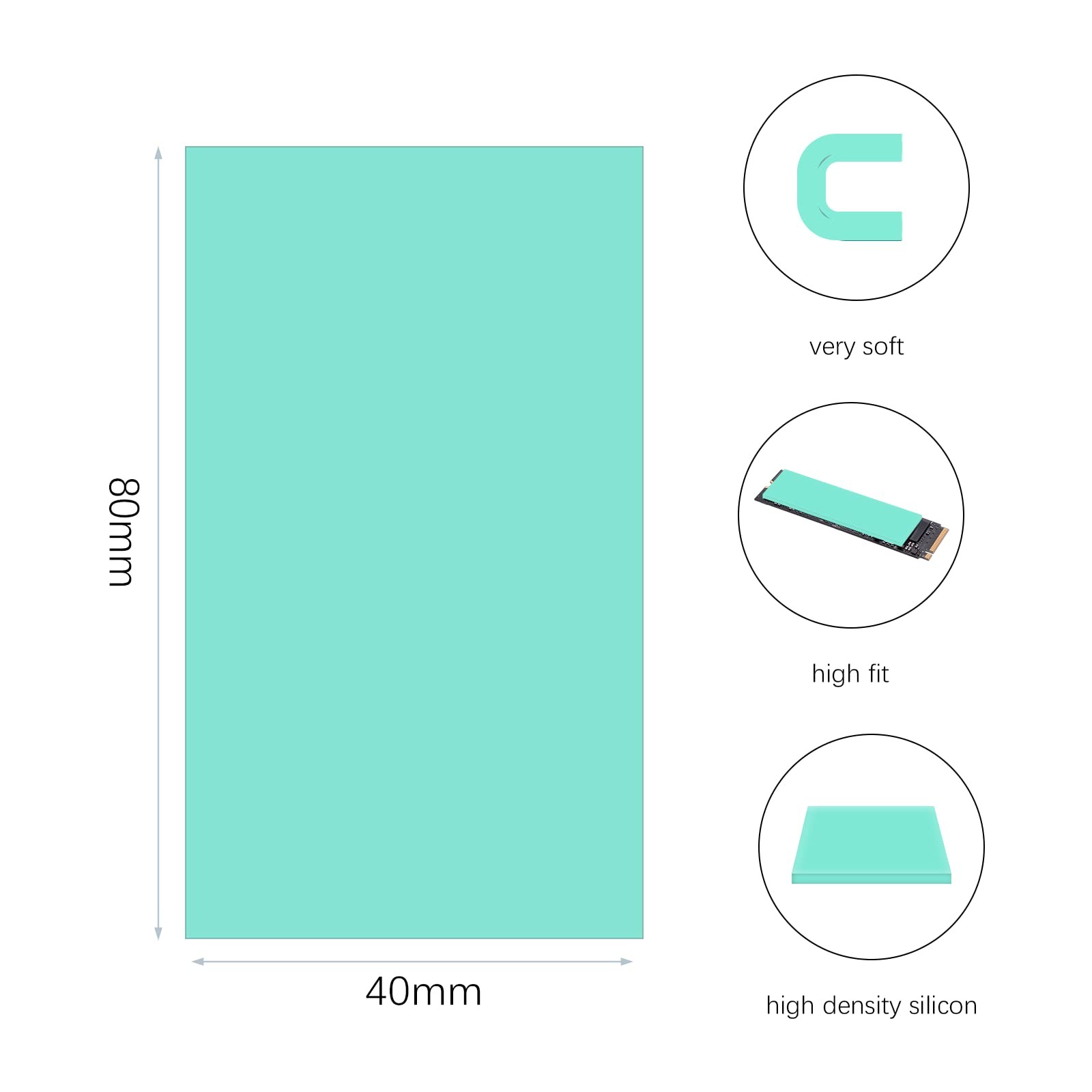 Thermal Pad, Silicone Thermal Pads 80x40x3mm, for Laptop Heatsink/GPU/CPU/Coo…