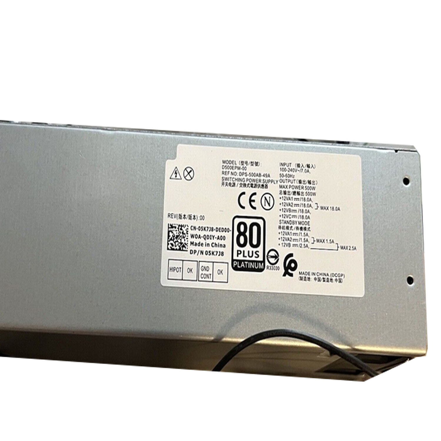 New D500EPM-00 For Dell 8940 7080MT 7060 5060 G5-5090 Power Supply 500W 5K7J8
