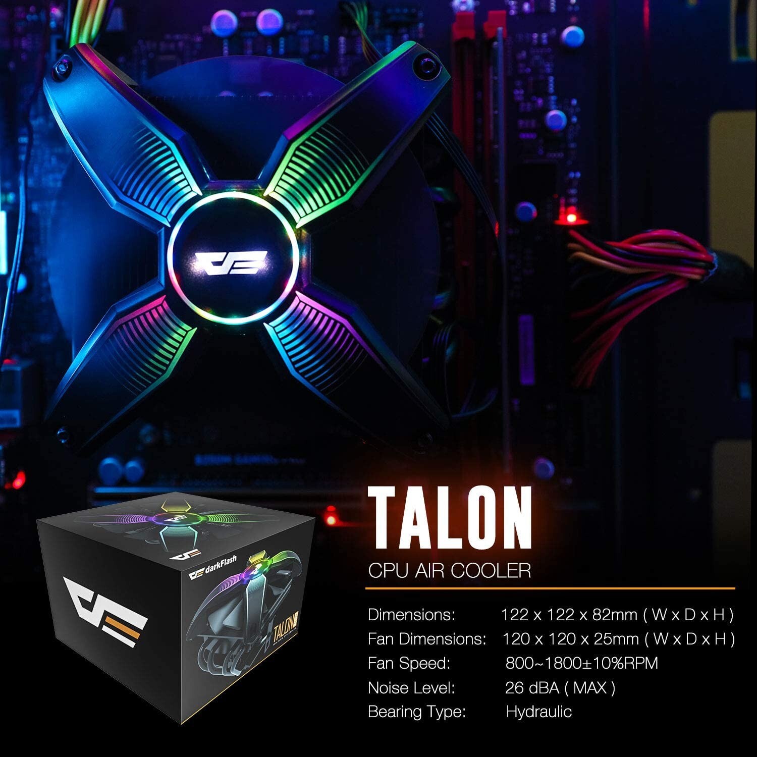 DarkFlash Talon LGA1151 AM4 CPU Cooler RGB PWM Fan Four Heat Pipes DF-CPU-TALON