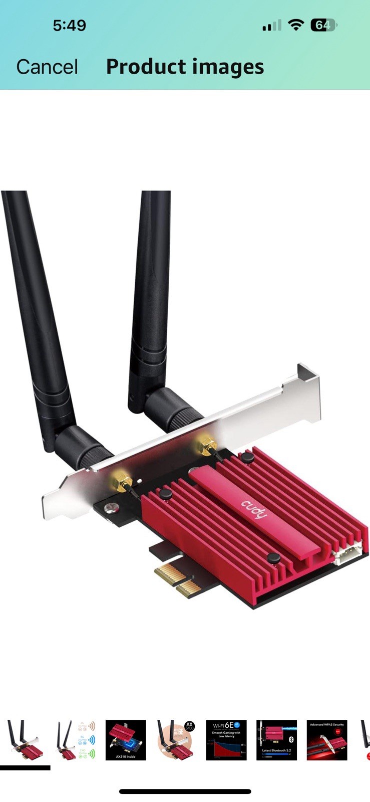 AX5400 Wireless WiFi 6E PCIe Card for PC, Bluetooth 5.2, AX210 Module Inside,…