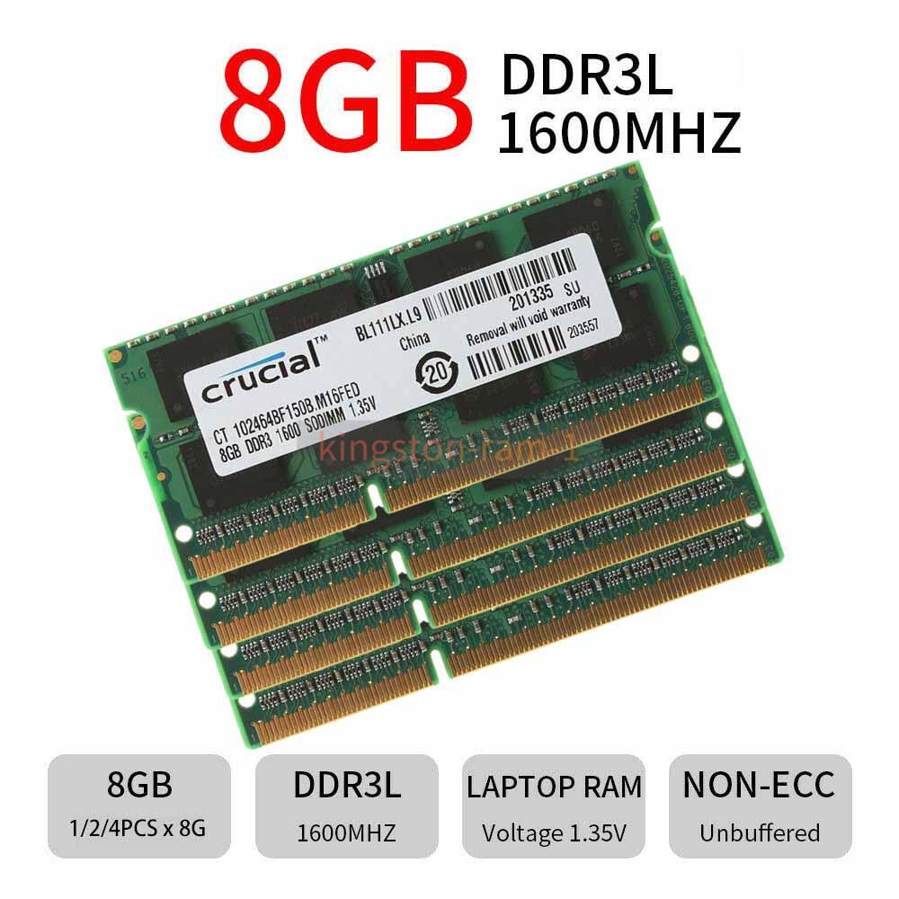 8GB 16GB 32GB DDR3L 1600 MHz PC3L-12800S 204-Pin 1.35V SO-DIMM Laptop Memory Lot