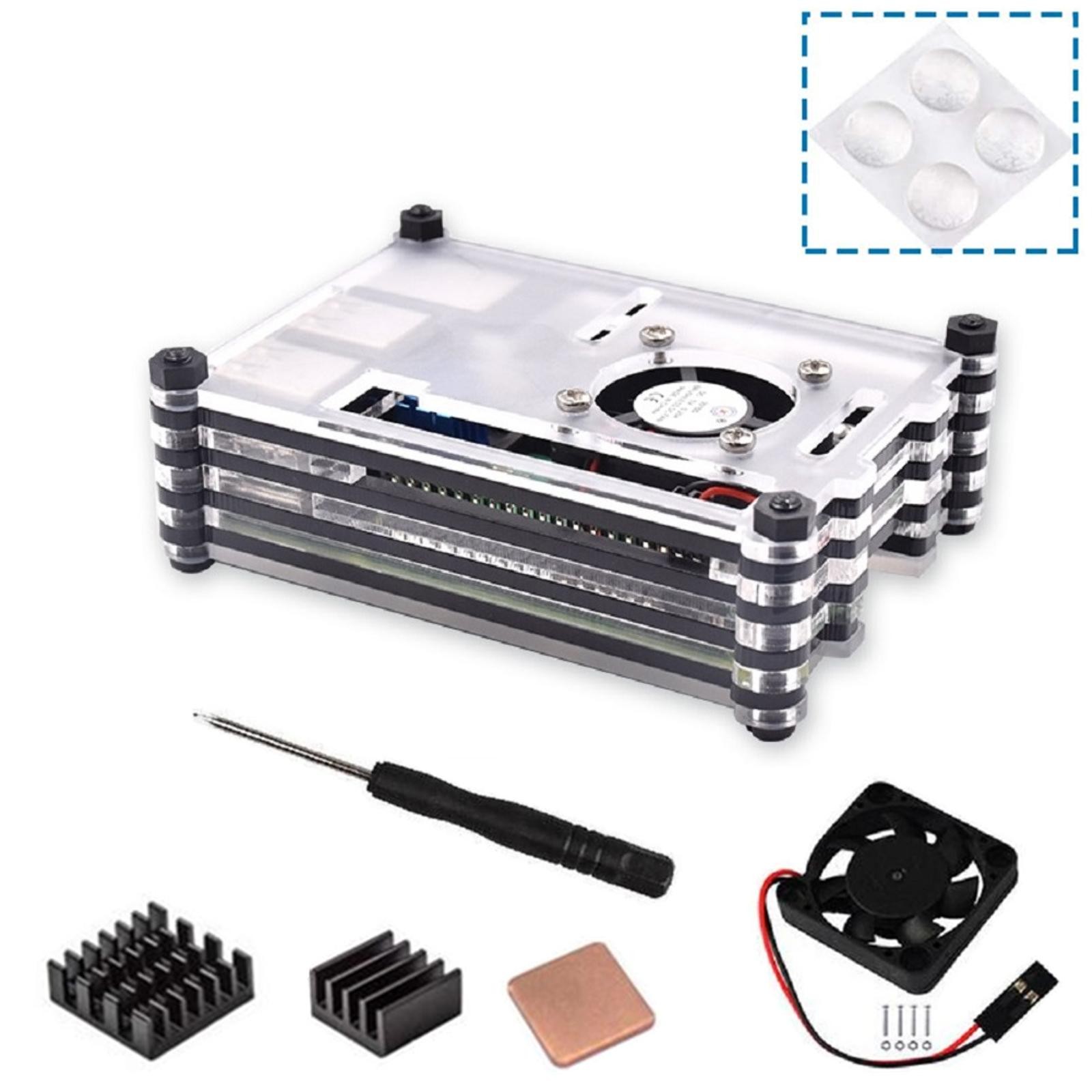 9 Layers Acrylic Transparent Case With Cooling Fan For Raspberry Pi 3B+/3B F