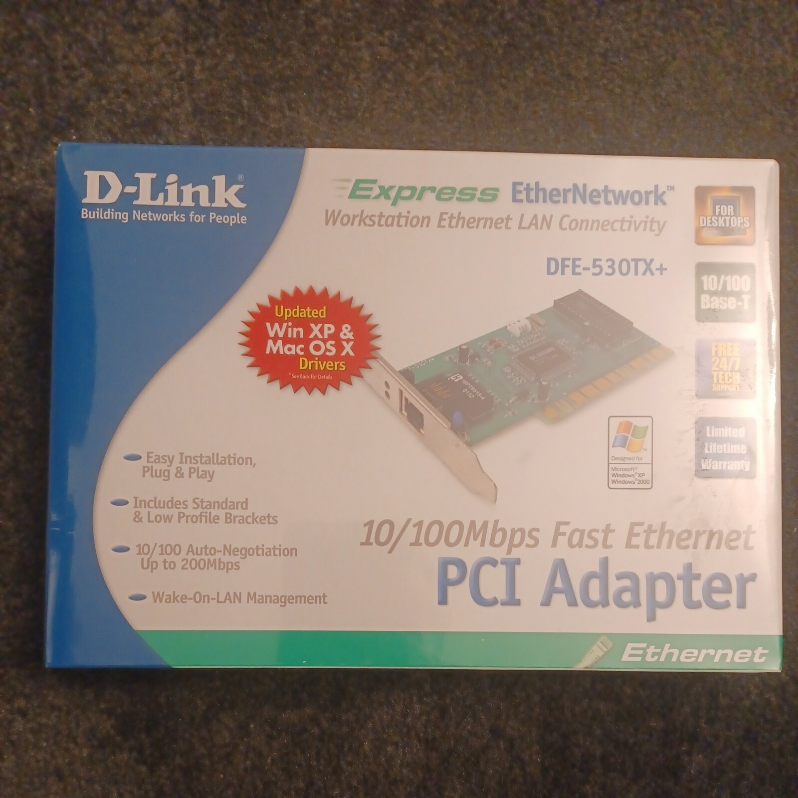 D-Link DFE-530TX+ 10/100Mbps Fast Ethernet PCI Adapter for PC Macintosh Windows