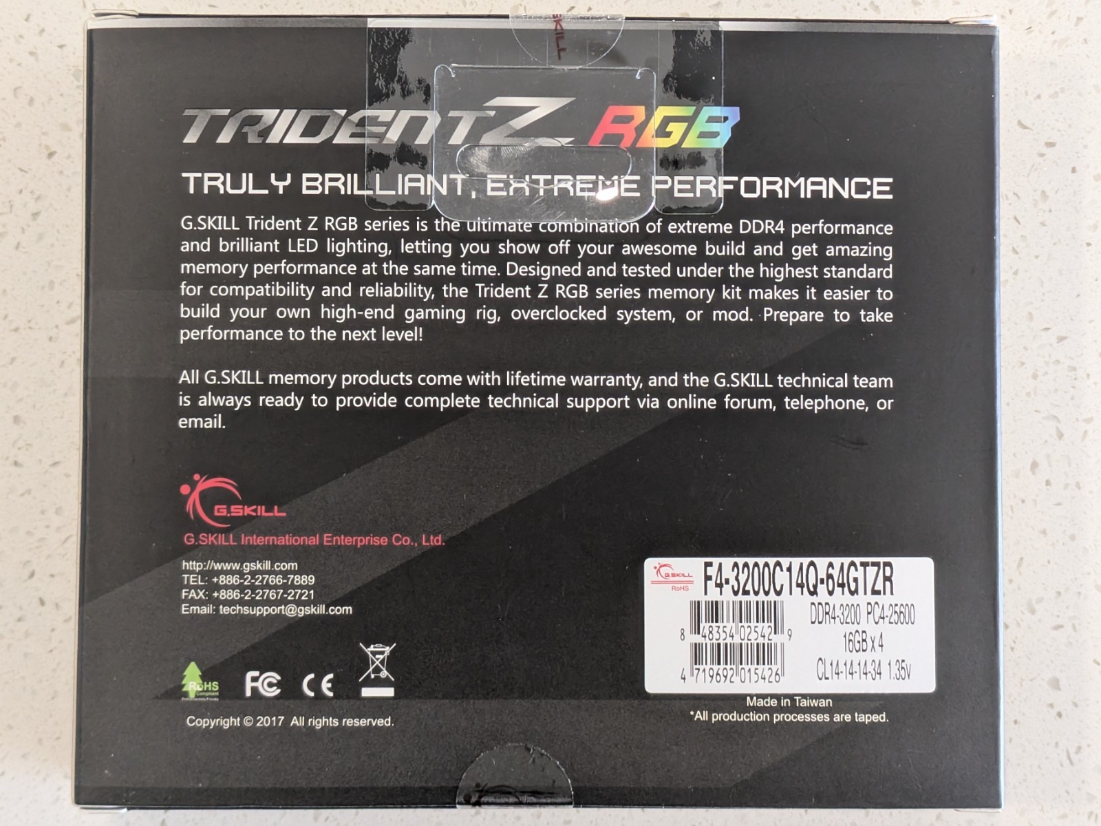 G. Skill Trident Z RGB DDR4-3200 CL14 Quad Kit 64GB (4x16GB)