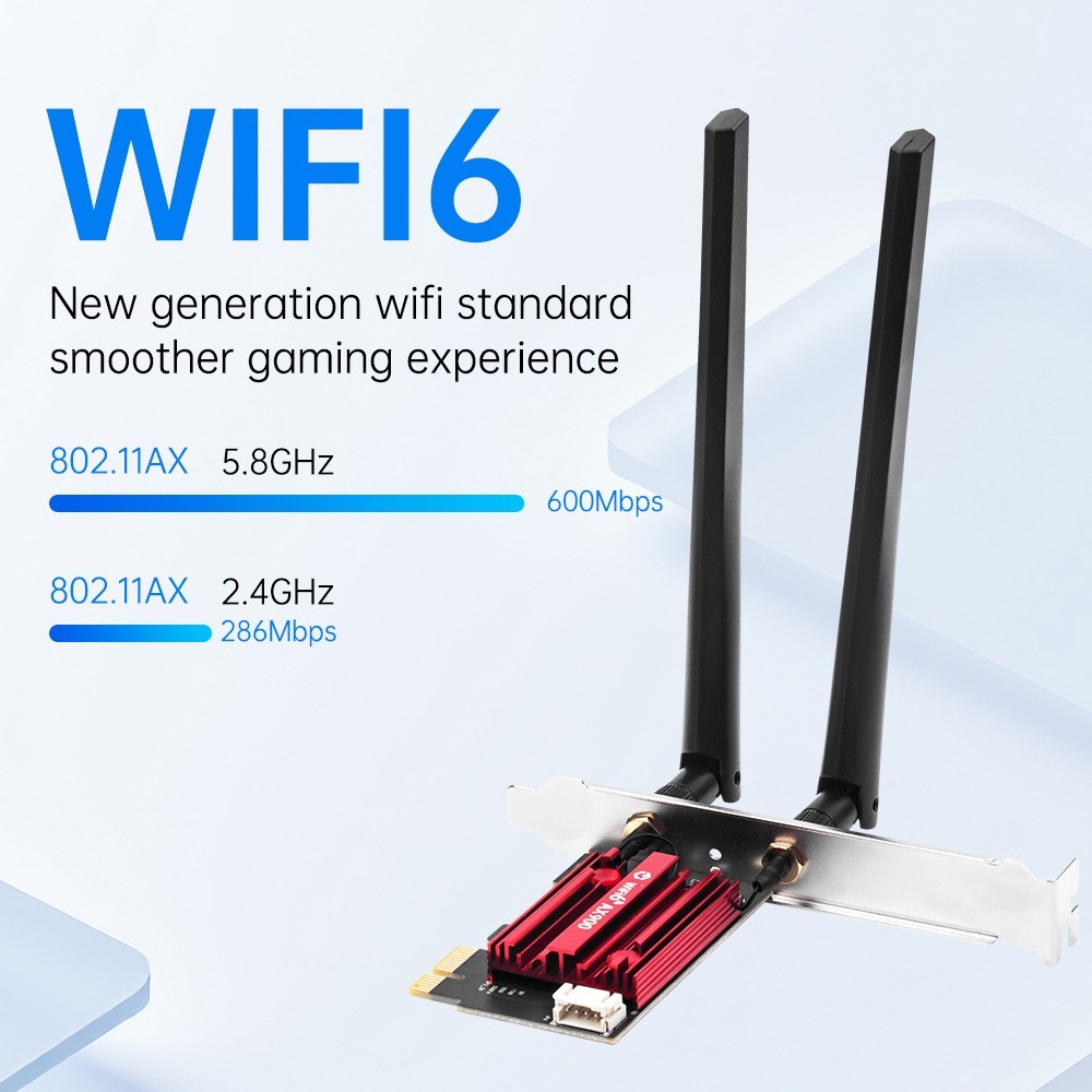WiFi 6 Card AX900 900Mbps Dual Band PCIe Wireless Adapter Bluetooth 5.4 for PC