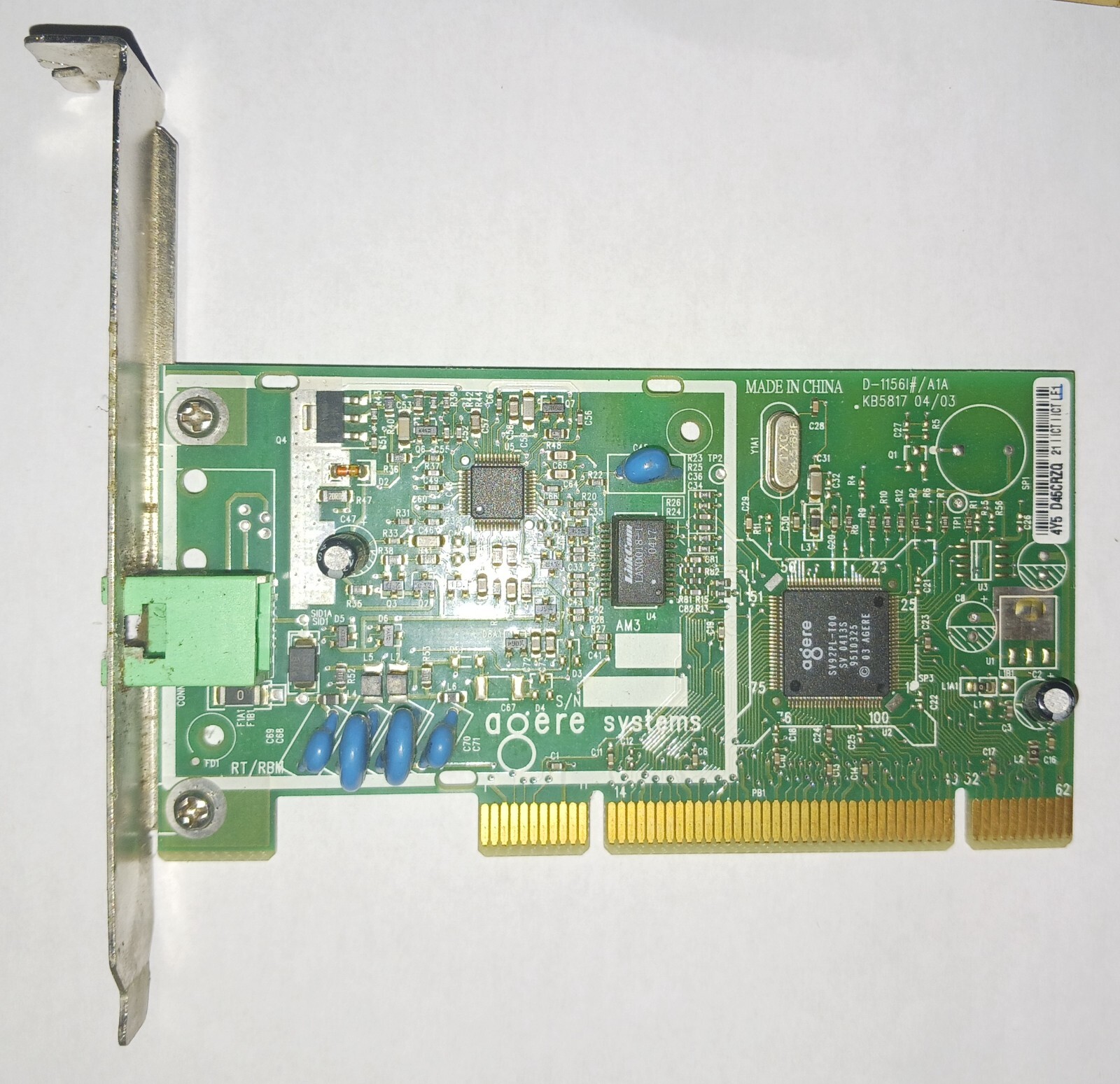 Agere Systems HP P/N:5187-5216 D-11561 # / A1A KB5817 Fax Modem Card 56K