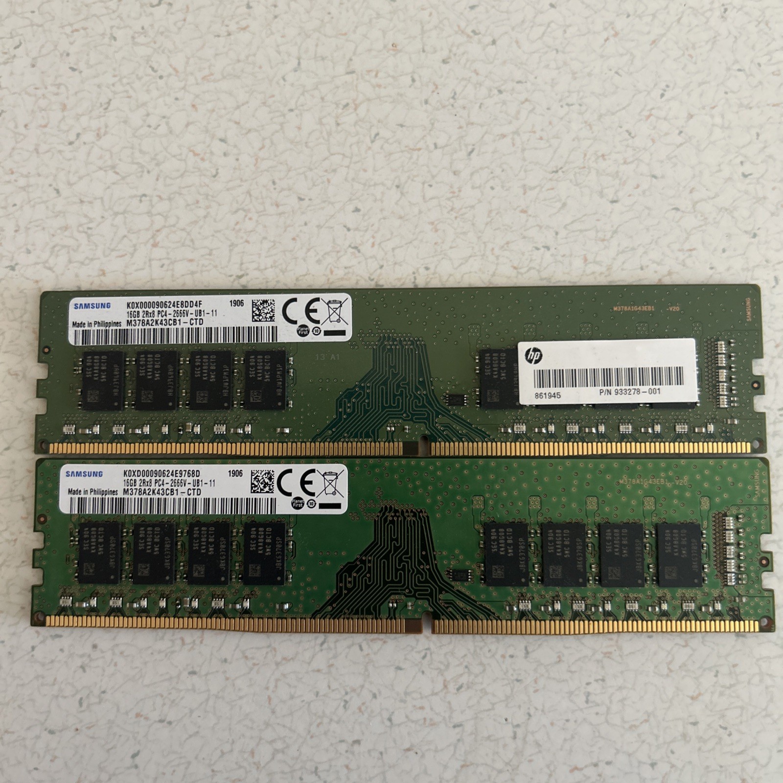 Matched Pair Samsung 16GB DDR4-2666 Memory – M378A2K43CB1-CTD