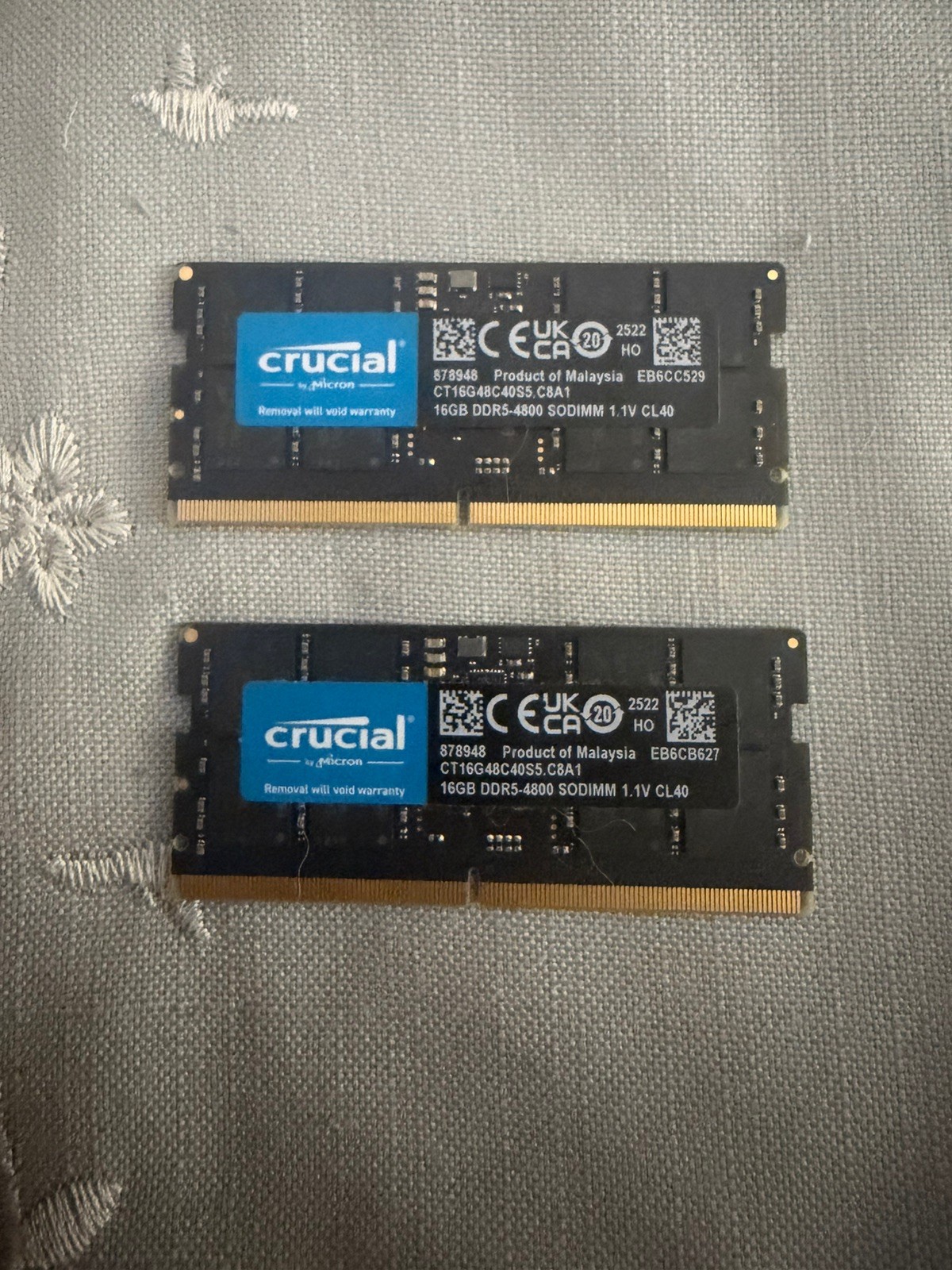 Crucial 32GB Kit 2x16GB DDR5 4800 MHz SODIMM Laptop RAM New w/o Box