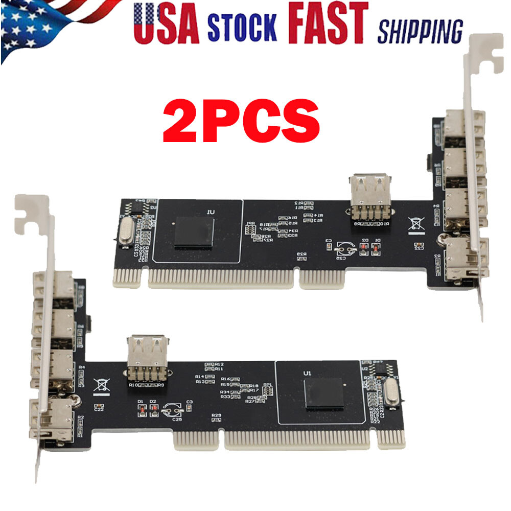 2PC PCI 32bit to 4+1 ports USB2.0 Expansion Controller Card PCI 5x USB2.0 HOT