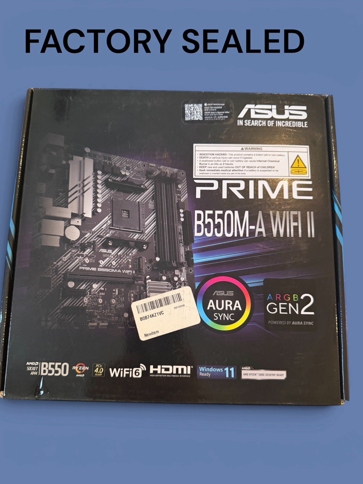 New & Sealed! ASUS Prime B550M-A Socket AM4 AMD Motherboard – 90MB19X0-M0AAY0
