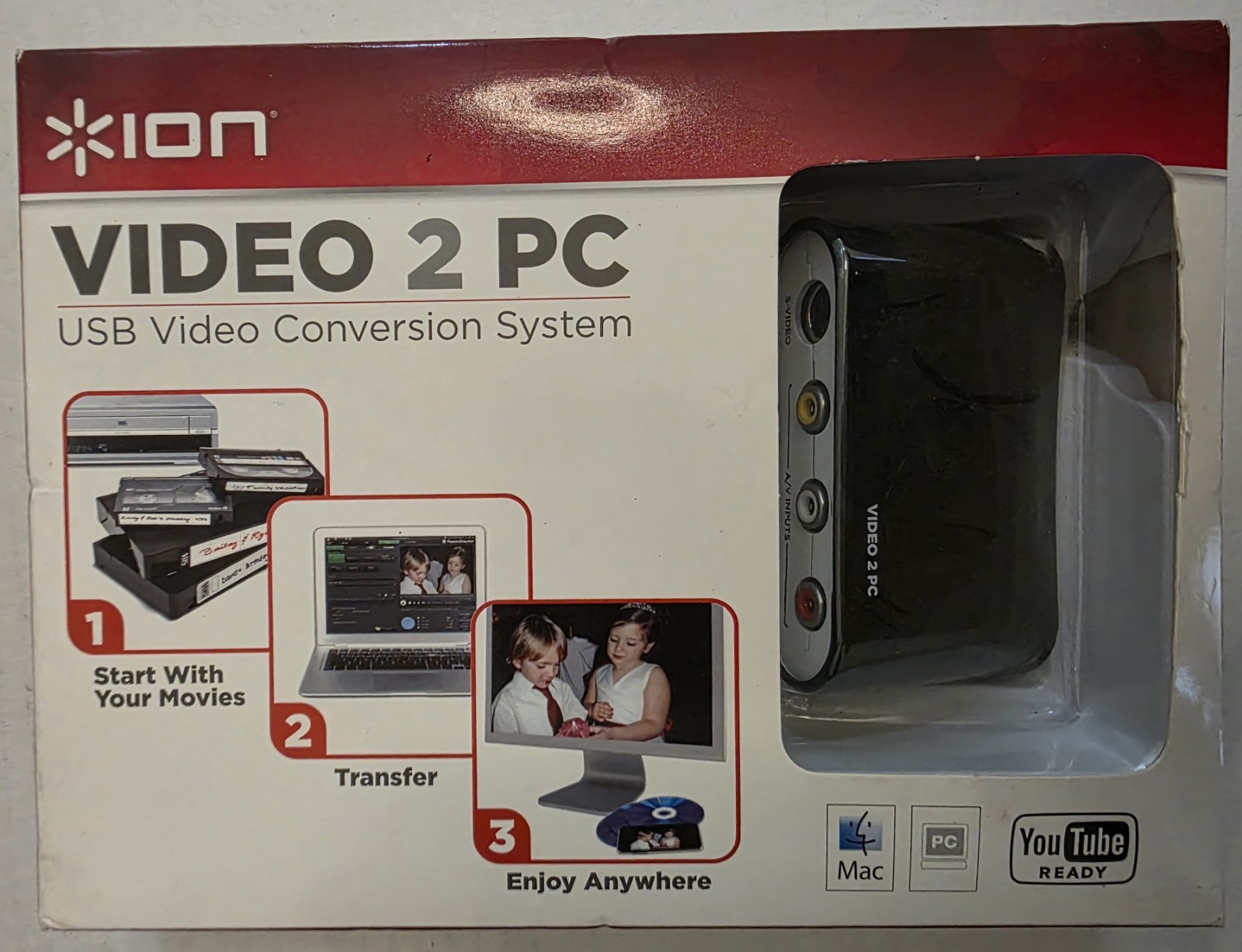 ION Video 2 PC VHS VCR to Computer USB Video Conversion Transfer Movies – NEW