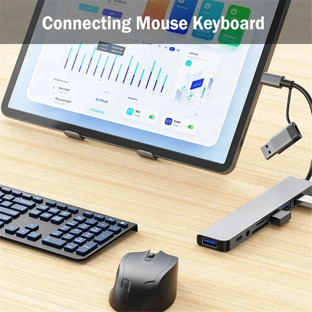 8-in-1 USB C Docking Station Multiport Adapter for PC Laptops Phones