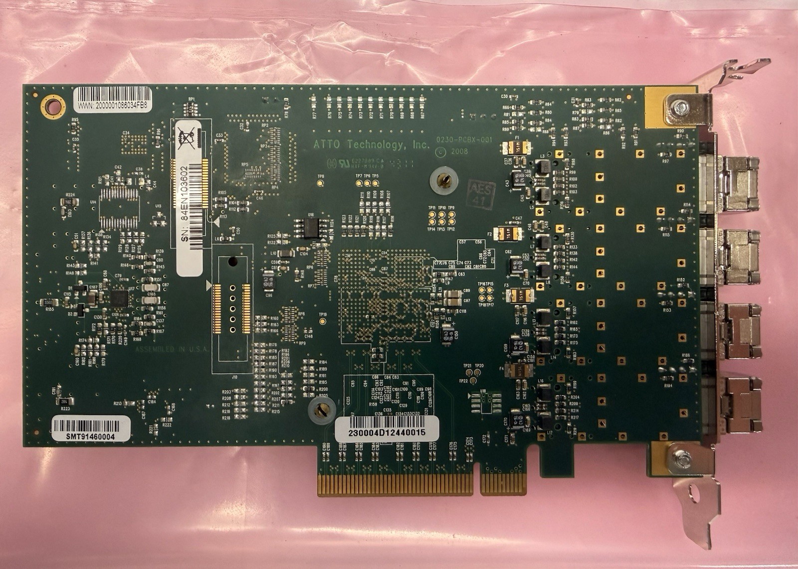 ATTO FC-84EN FC84EN Fiber Fibre Network Adapter 4 Port 8gb PCIe Card w/4 GBICs