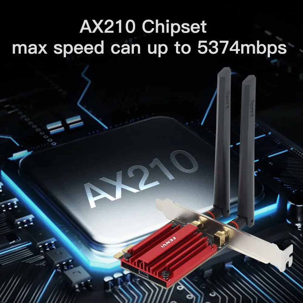 WiFi 6E AX210 5374Mbps Tri Band Wireless PCIe Adapter 2.4G 5G 6GHz Bluetooth 5.3