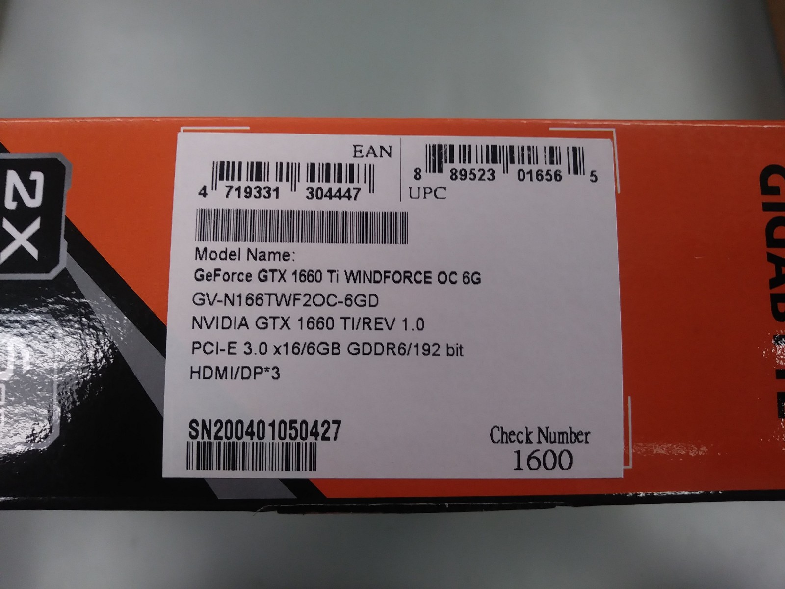 Gigabyte GeForce GTX 1660 TI OC 6G GDDR6 Video Card (GV-N166TWF2OC-6GD)