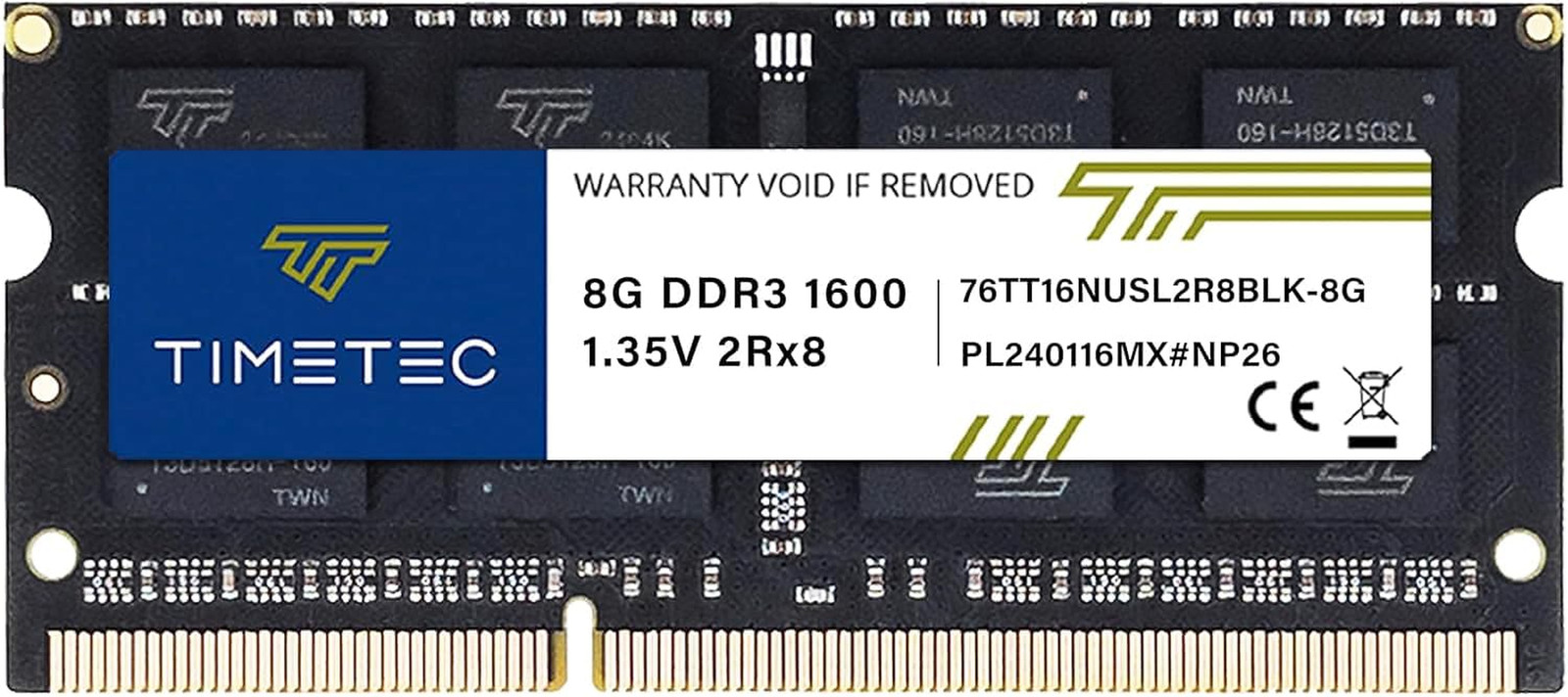 8GB DDR3L / DDR3 1600Mhz PC3L-12800 / PC3-12800 Non-Ecc Unbuffered