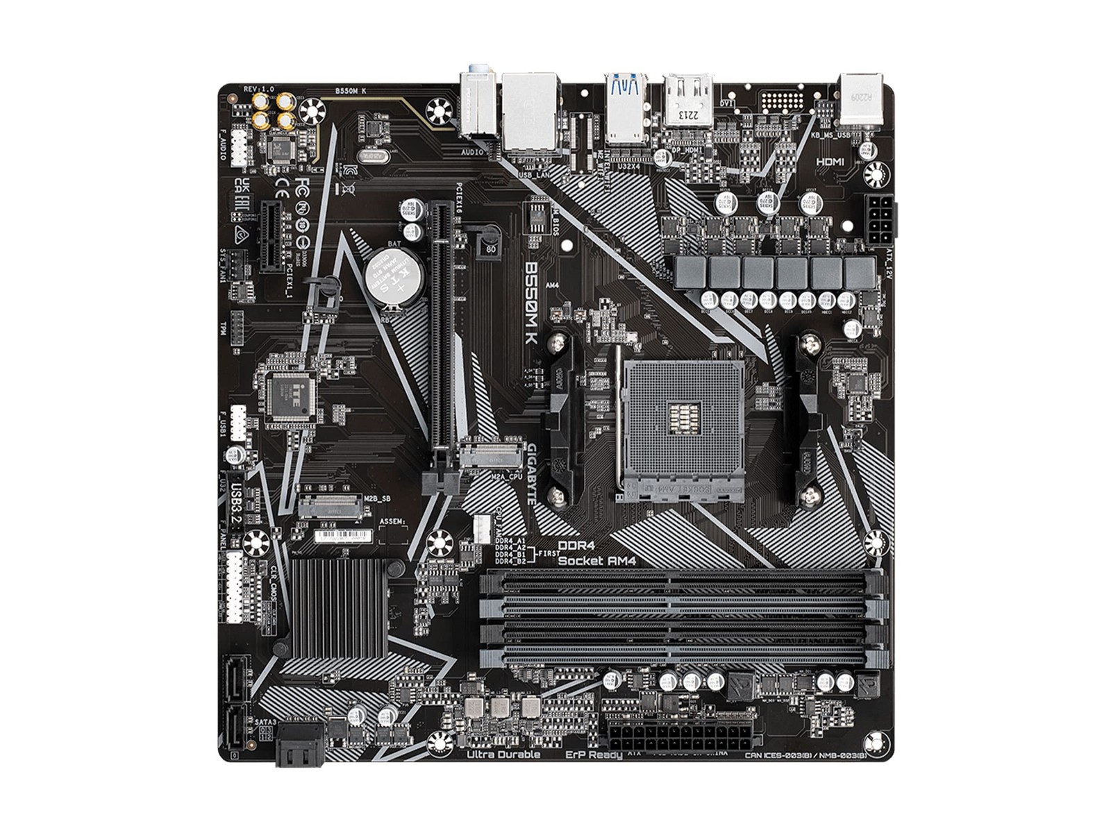 GIGABYTE B550M K AMD AM4 Micro-ATX Motherboard, Supports Ryzen mATX