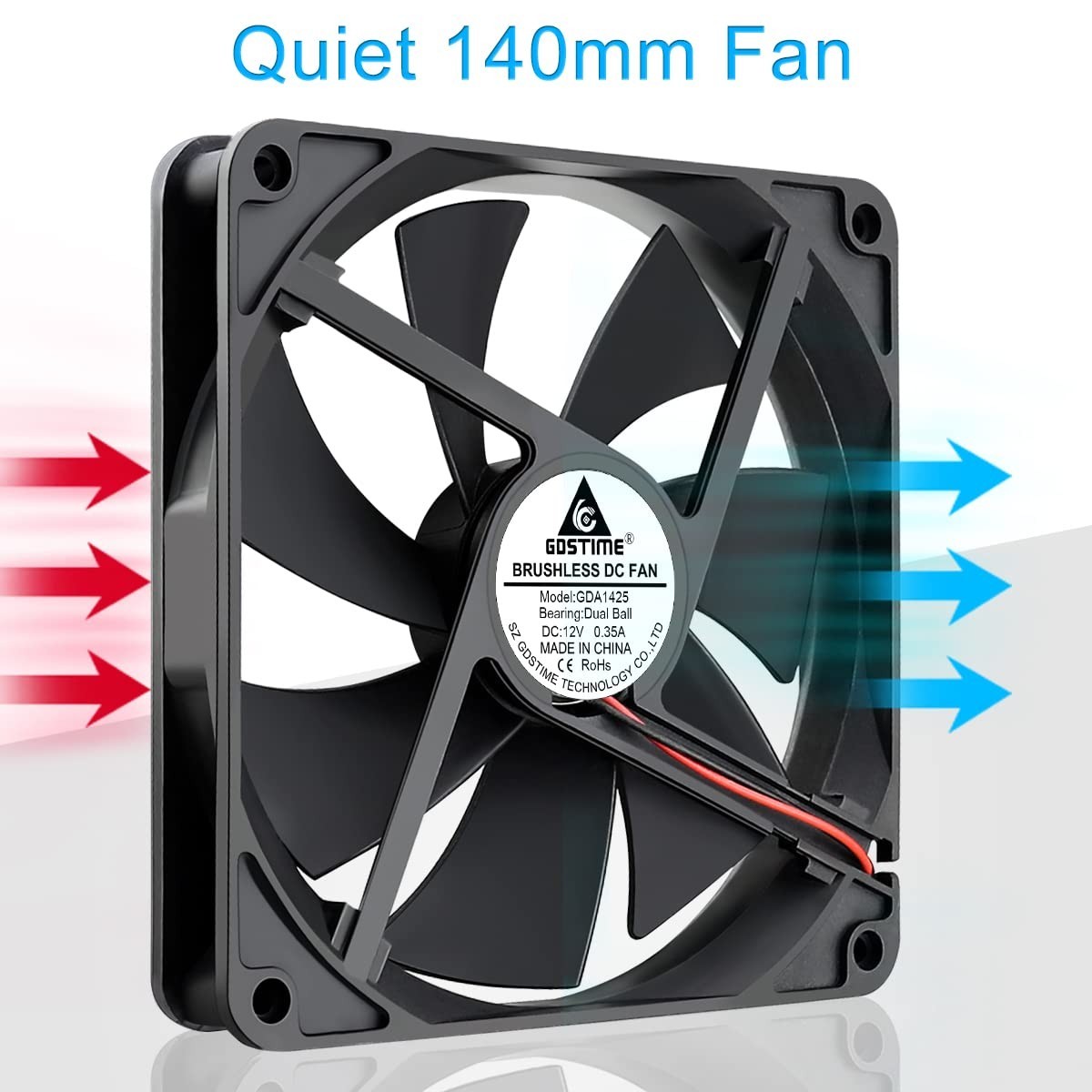 Durable 140x25mm 12V Brushless Cooling Fan 2200RPM Dual Ball Bearing PC Cooler