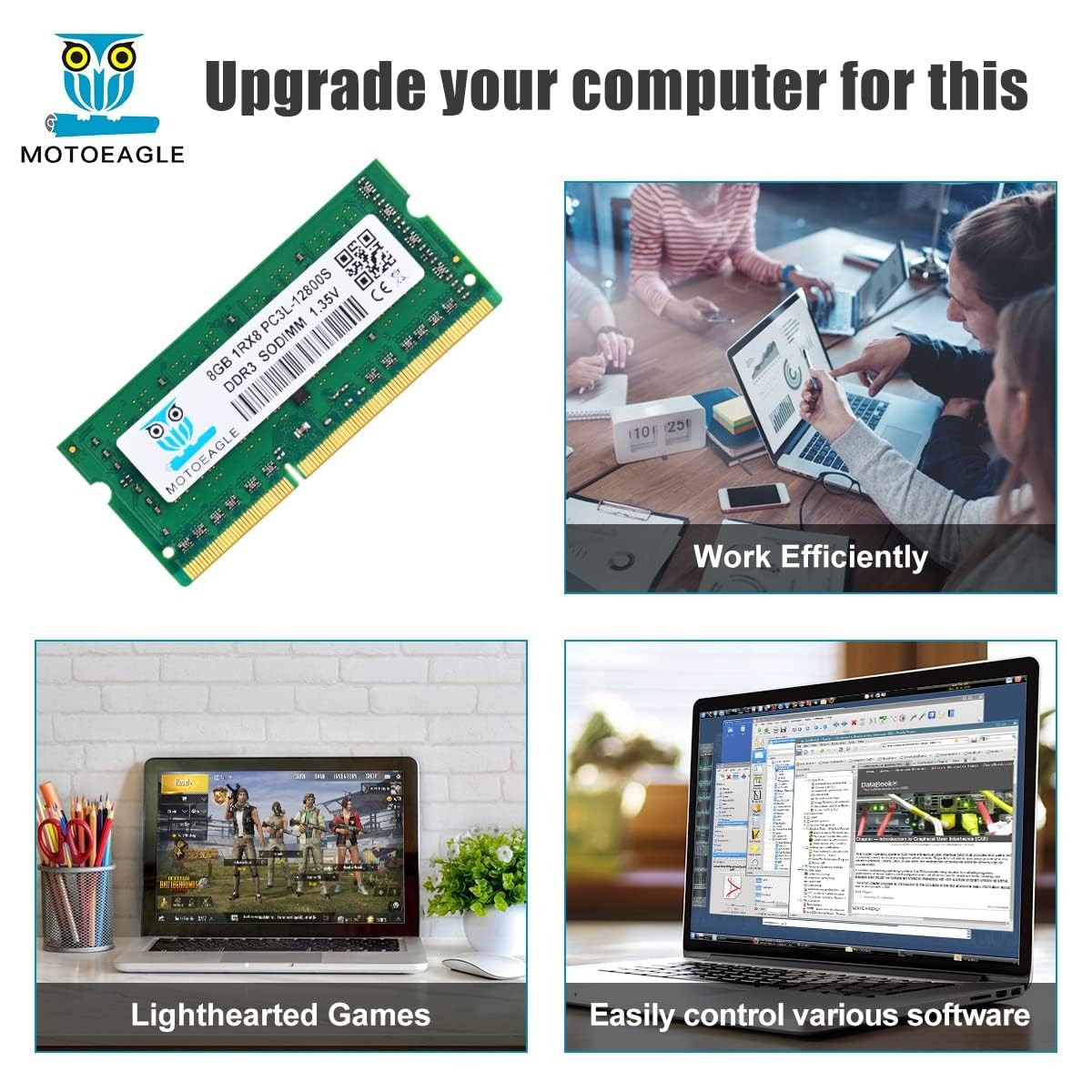 16GB DDR3L Laptop RAM Kit (2x8GB) 1600MHz SODIMM PC3L-12800 204-Pin CL11