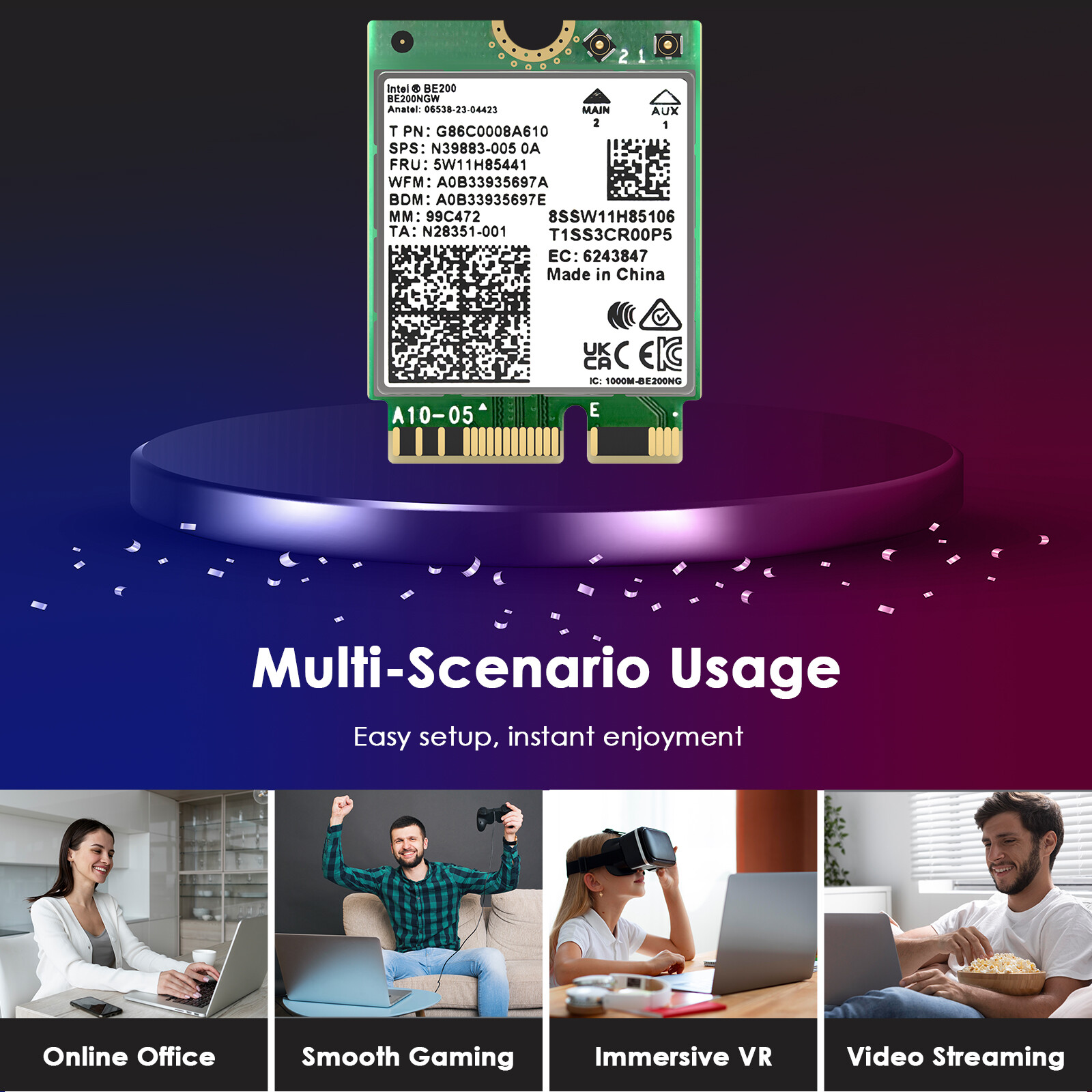 WAVLINK WiFi 7 BE8800 Tri-Band Card 8774Mbps BT 5.4 M.2 E-Key Win 10/11