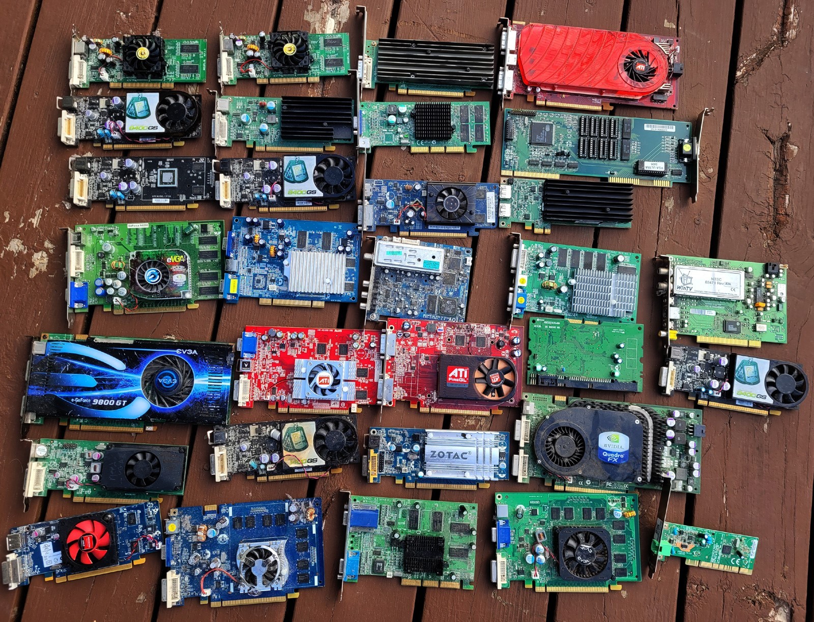 Lot of 11Lb / 28 Computer Graphic Video Cards PCI AGP- Metal Gold Scrap Recovery