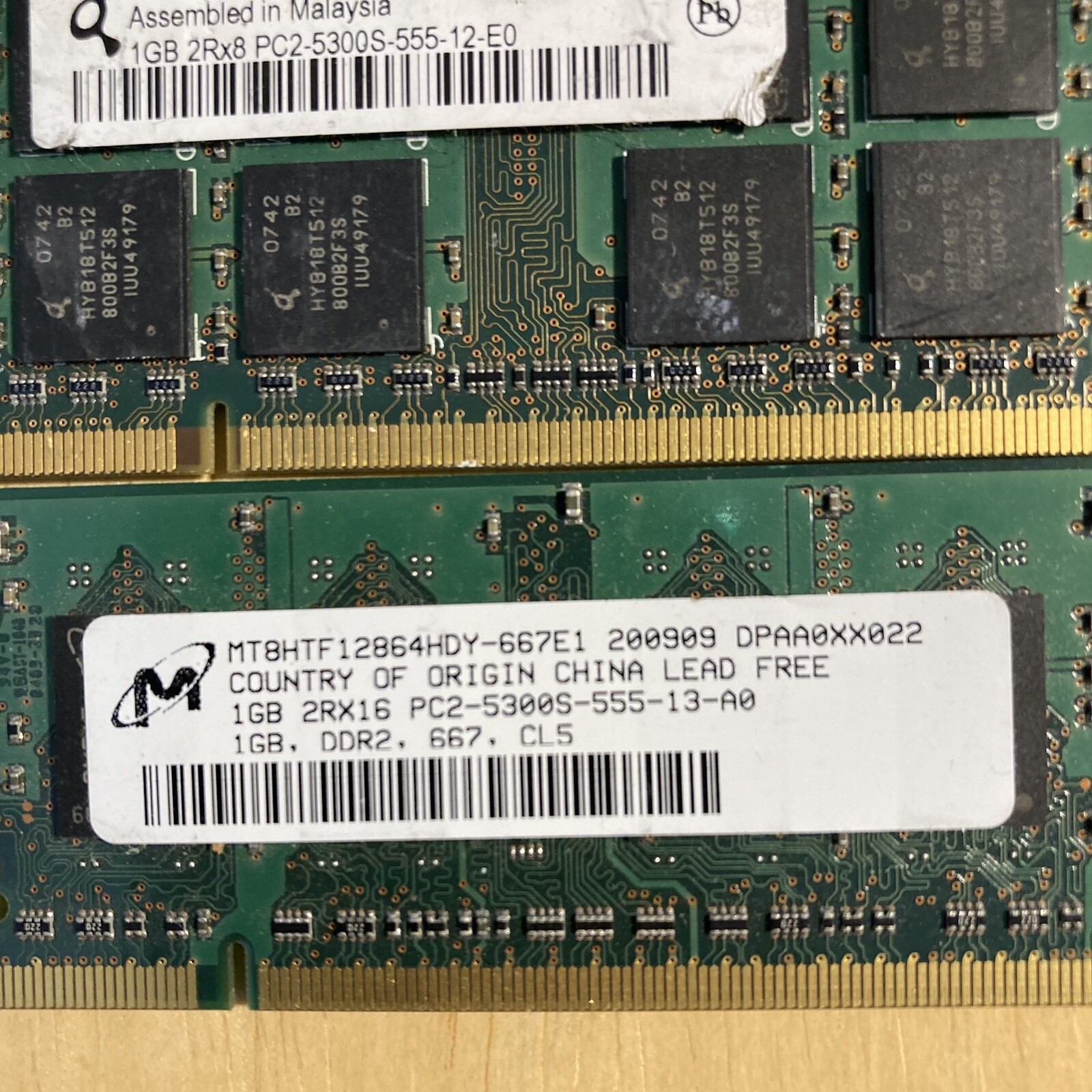 Lot 8X Various : PNY Buffalo Centon ADATA Micron Nanya 1GB PC2 Laptop RAM 8GB