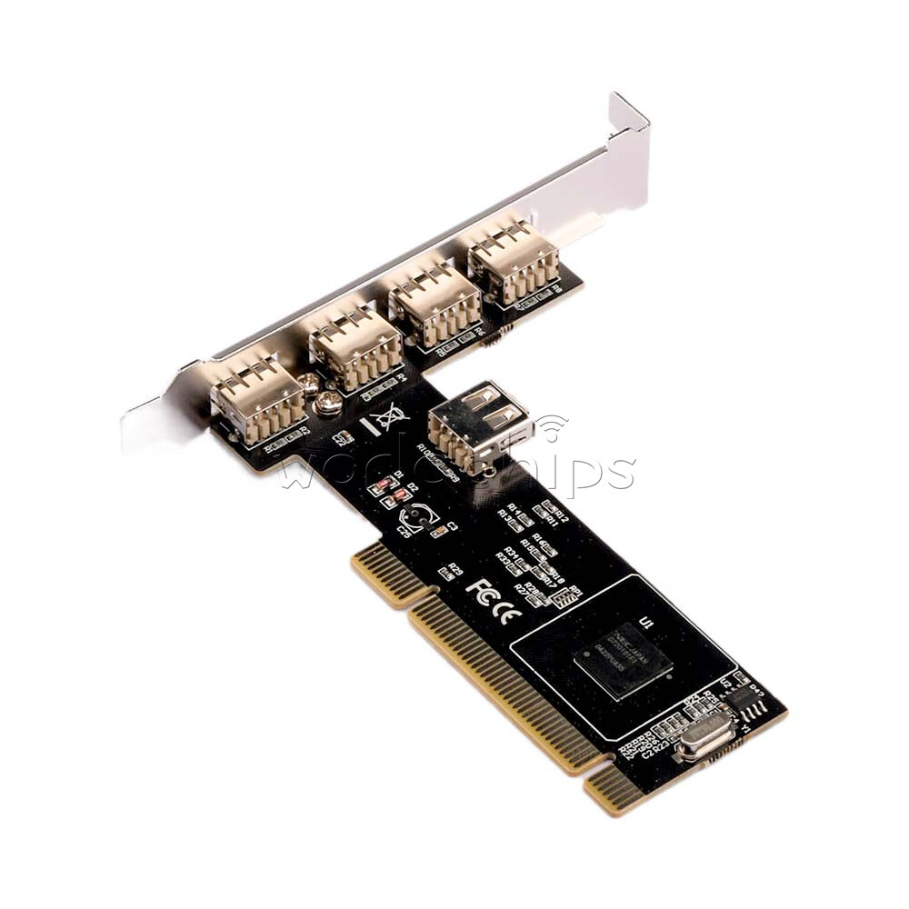 5 Port USB 2.0 High-Speed 480Mbps USB2 PCI Controller Adapter Card Hub Module