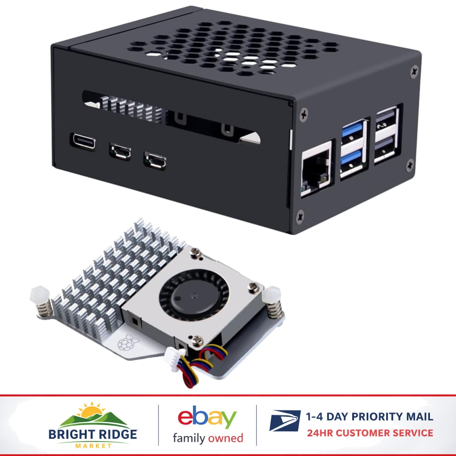 Protective Raspberry Pi 5 Case with Air Cooling and Bottom Mount Power Supply