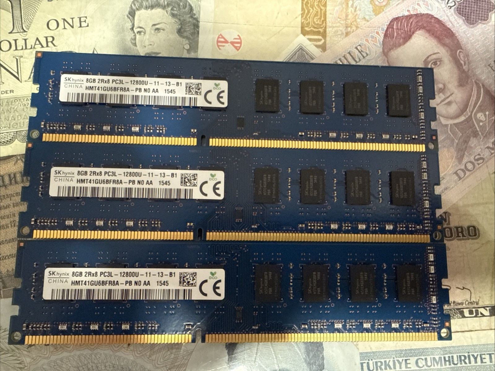Lot of 3 Hynix 24GB (3x8GB) DDR3-1600 PC3L-12800U PC Memory RAM