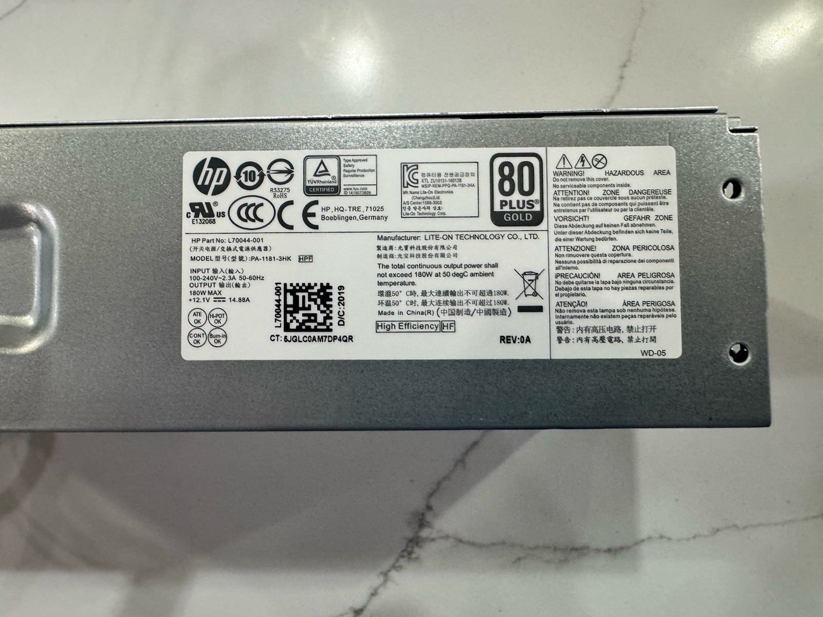 HP L70044-001 180 WATT POWER SUPPLY PA-1181-3HK