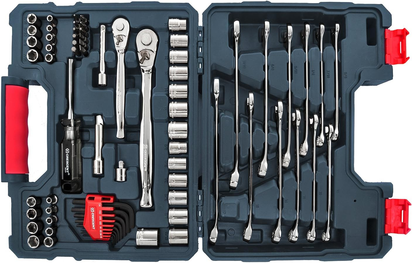 70 Pc. 1/4″ & 3/8″ Drive 6 & 12 Point Standard Sae/Metric Mechanics Tool Set – C
