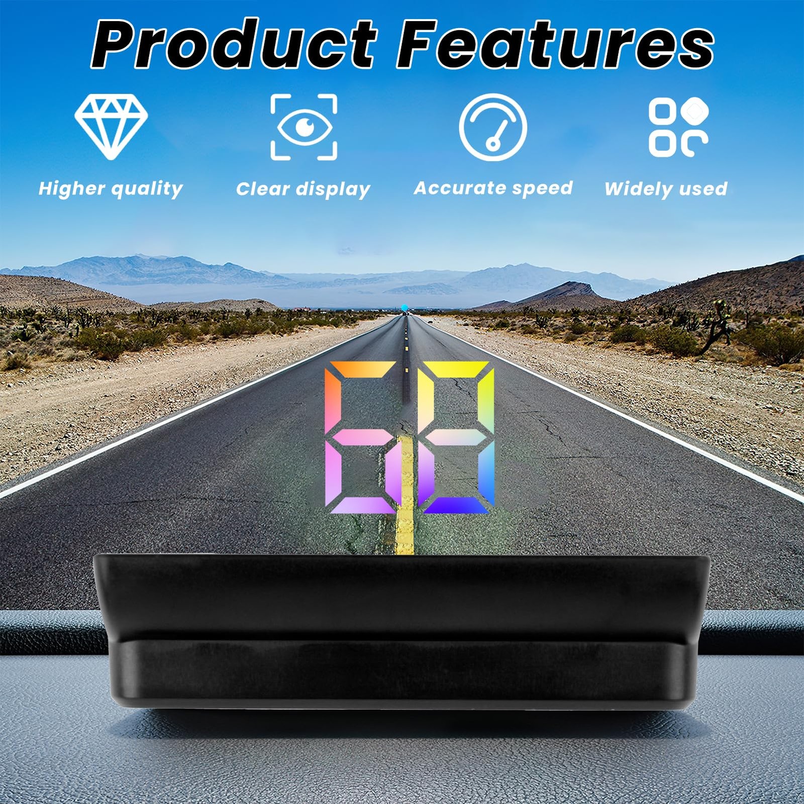 GUGUMO Heads Up Display for Cars, Universal MPH GPS Digital Speedometer with …