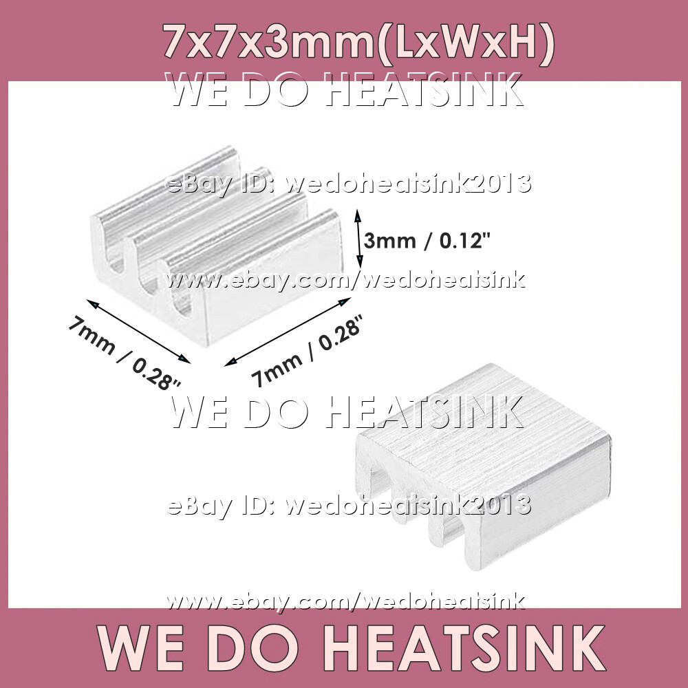 7x7x3mm With or Without Tape Aluminum Heatsink Cooler Radiator for Electronic IC