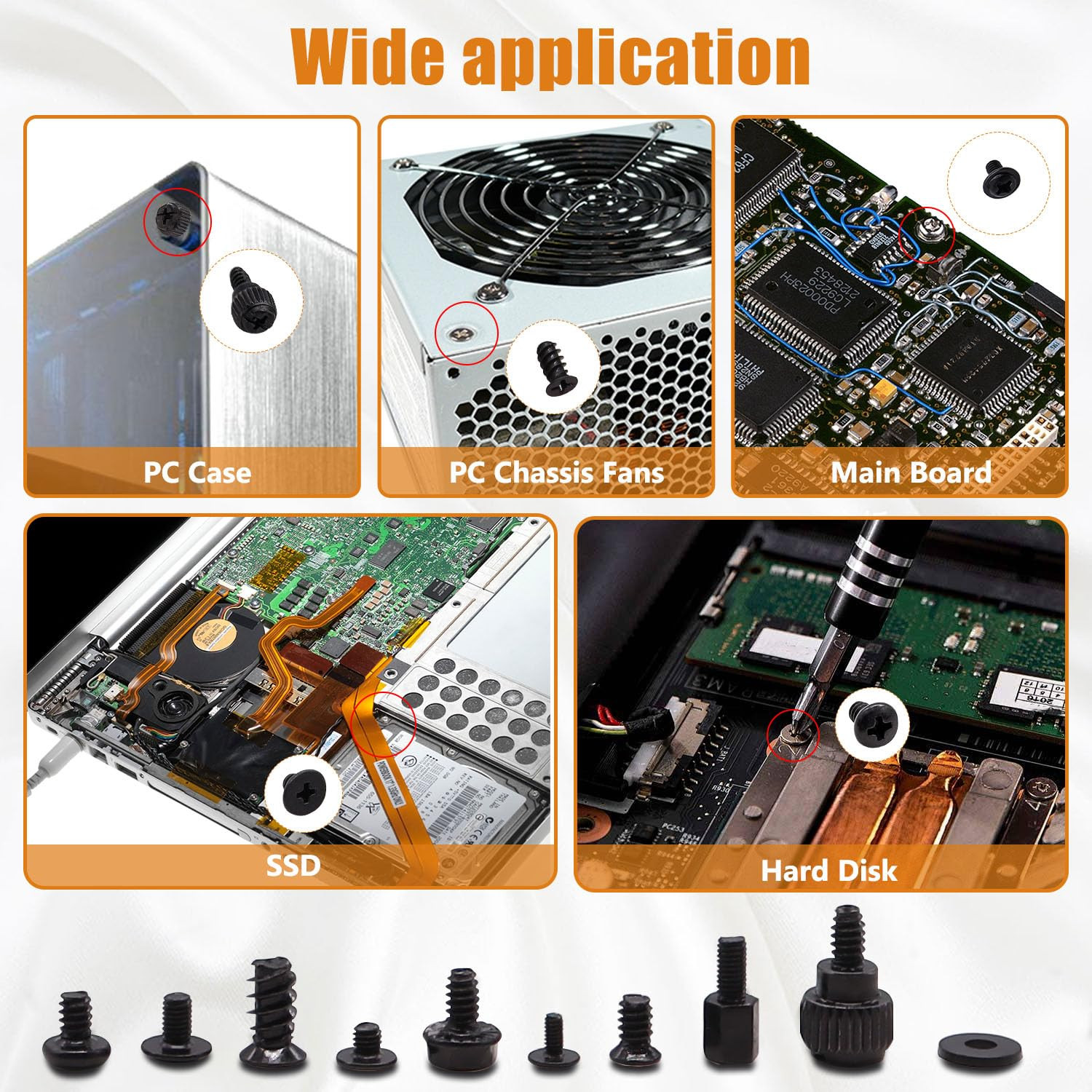 400PCS Computer Screws Motherboard Standoffs, PC Case, Fan, SSD, CD-ROM Screws f
