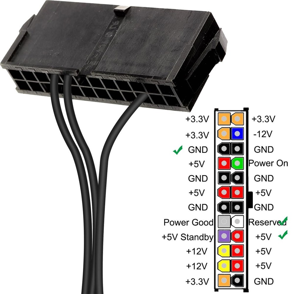 2 Pack 24 Pin ATX Red LED Power On/Off Switch Jumper Bridge Adapter Cable US