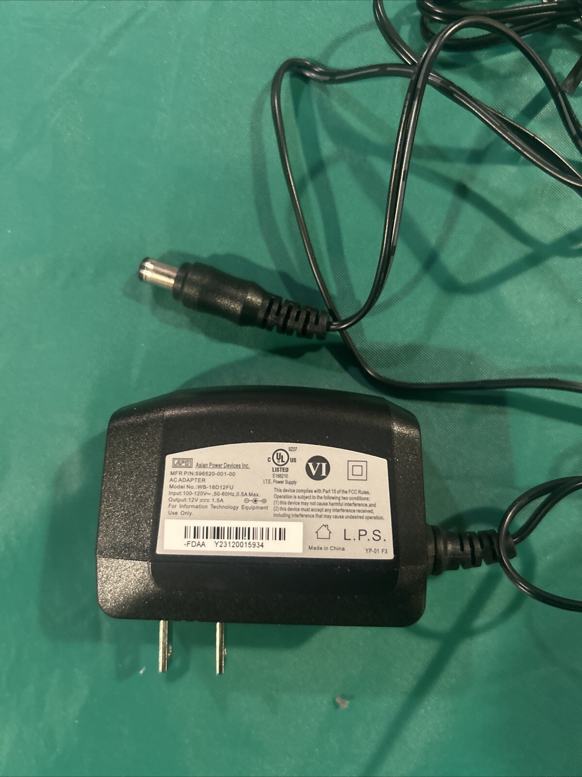 Genuine APD Asian Power Devices APD WB-18D 12R AC 12V 1.5A 18W