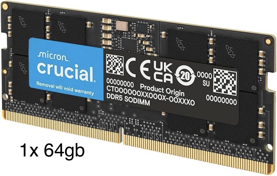 R11 Crucial 64GB DDR5 5600 MHz CL46 Laptop Memory RAM (CT64G56C46S5) x1 READ!